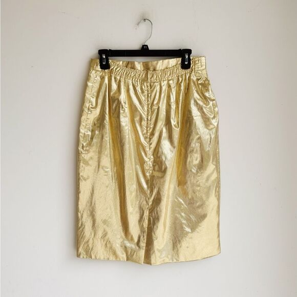 JOSEPH PLATA Vintage “Liquid Gold” Metallic Pencil Skirt | Best Fit M - Picture 5 of 6